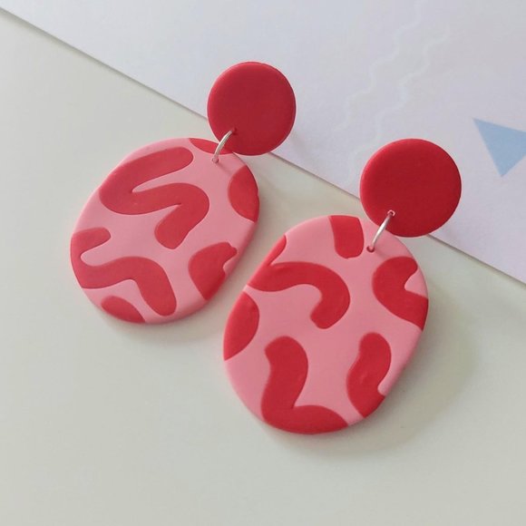 Pink and Red Wiggle Earrings - Picture 2 of 2